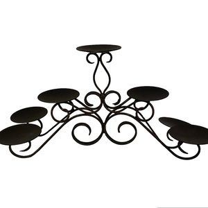 Vintage Style Black Table Candelabra Iron Metal 7 Pillar Candle Holder